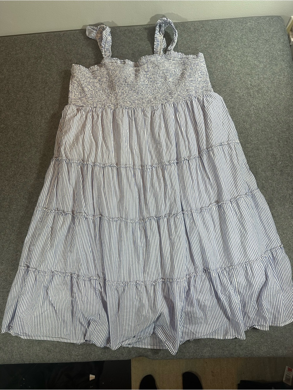 J. Crew Blue Striped Smocked Madi Dress - Picture 3 of 10